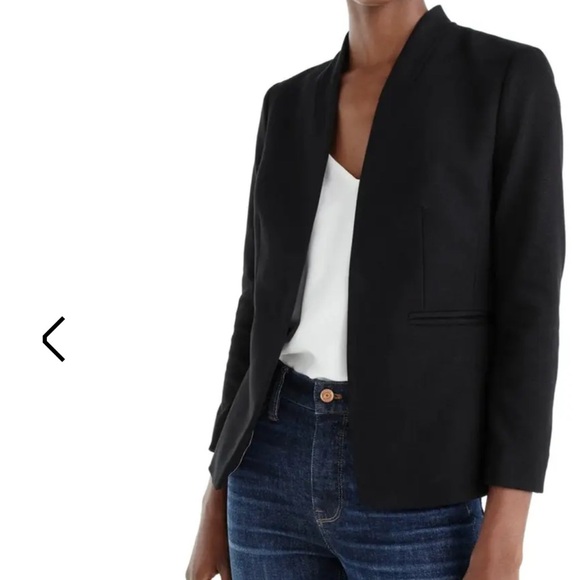 J. Crew wool Collarless Blazer Jacket in Italian Stretch Black Sz 10 Style E4776 - Picture 1 of 7